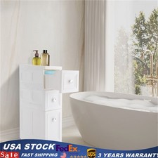 Bathroom Floor Cabinet White with 3 Drawers Sturdy Storage Organizer Cabinet NEW
