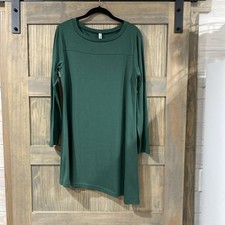 Korsis Brand Dark Green Dress With Asymmetrical Hem And Button Details Size LG