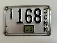 1939 Connecticut License Plate Metal Year Tab on undated 1937 base all original