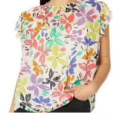 Women's Velvet Graham Spencer Lucia Sheer Top xS Rainbow Georgette