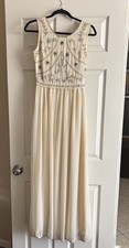ASOS Women's Cream and Silver Sequin Sleeveless Maxi Dress Wedding Bridesmaid