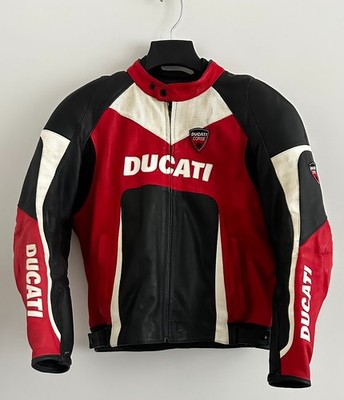 Ducati Corse Leather Motorcycle Jacket by Dainese Size 56EU