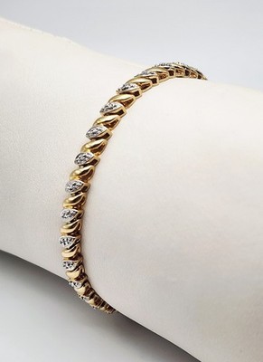 Ross Simons Sterlingsilber Vermeil Diamantschliff echter Diamant Tennisarmband