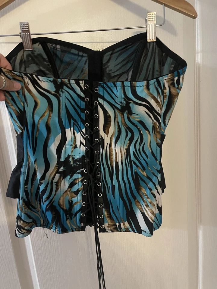 Top corsé Fredericks of Hollywood azul y negro Foto 2 de 3