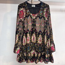 Show Me Your Mumu Margot Mini Dress Size XS Black Pink Floral Print Ruffle