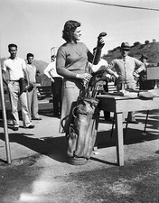 Babe Didrikson outstanding woman athlete with her caddy an admirer- Old Photo 1