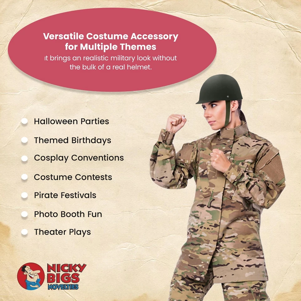 Adult WW2 US Army M1 Helmet Costume Replica Hat Soldier Military War Reenactment - Image 3 of 4