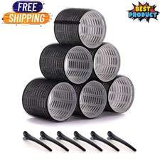 Self Grip 12pcs Large Hair Rollers Heatless Hair Curler Rollers Set With Clip US