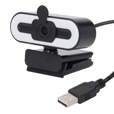 1080P HD Webcam with Adjustable Ring Light and Microphone Wide Angle Camera USB