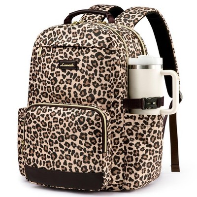LOVEVOOK Laptop Backpack for Women with Pouch Pocket 15.6 Inch, Leopard Print 