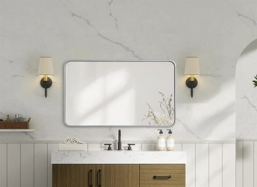 Elegant Decor Contour Metal Rectangle Mirror 24X40" Silver - Picture 6 of 11