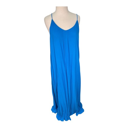 Lanston Blue Maxi Thin Straps Light Weight Double Lined Soft Flowy Large NWT - Picture 5 of 11