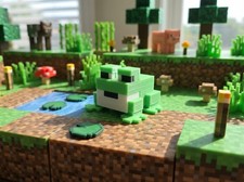 Figura Blocky Frog Impresa en 3D Modelo Inspirado en Videojuegos - Decoración de Escritorio para Jugadores