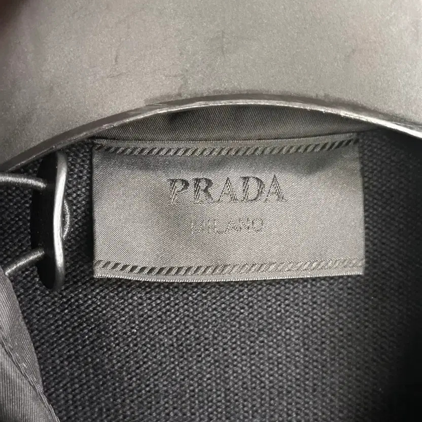 Prada Front Nylon Triangular Logo Knit Hoodie Jacket thumbnail 6