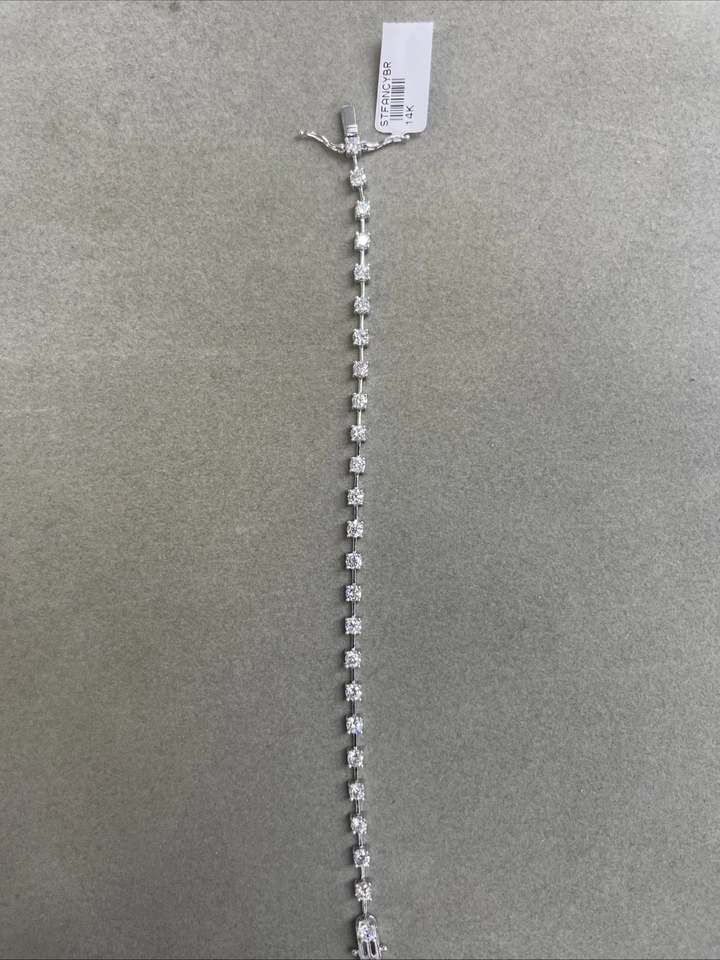 Brazalete de tenis estilo elegante de diamantes naturales de 3,0 quilates. 7 pulgadas. Oro Blanco 14k Foto 2 de 3
