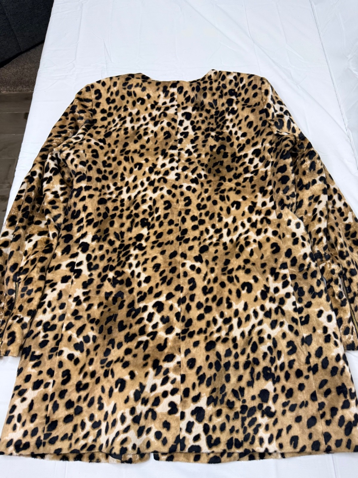 Calvin Klein Large L Leopard Print Jacket Women's M2JCZ122 Gold Zip Coat Soft image 7