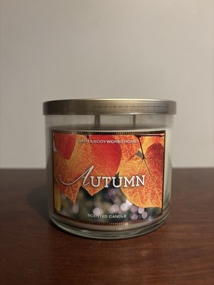 Bath & Body Works White Barn Autumn Scented 3 Wick Candle 14.5 oz ~ Brand New