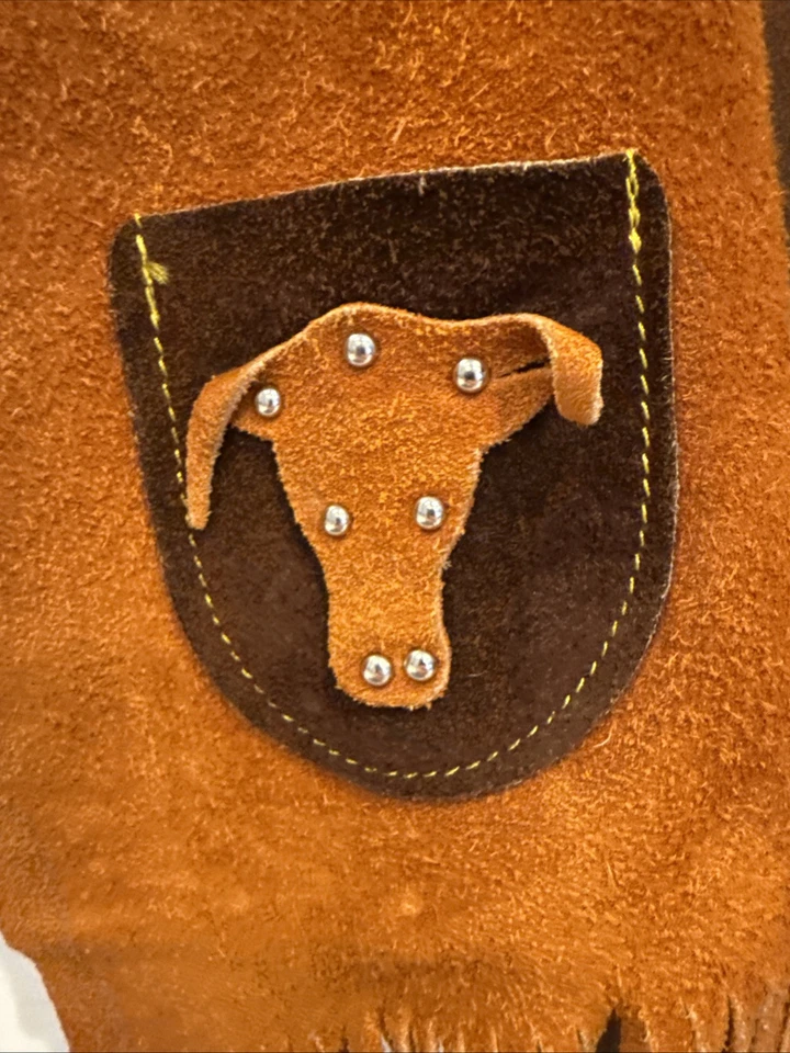 Chaleco vaquero de cuero vintage para niños Western John R. Craighead Co. con flecos y pantalón de fieltro Foto 4 de 4