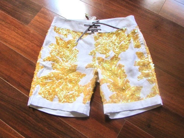 J. CREW ~ New! Size 6 ~ SEQUIN EMBELLISHED Lace-Up Linen Blend Long Shorts c46