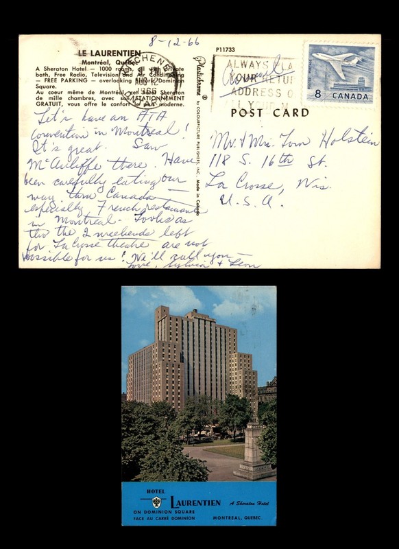 Mayfairstamps Canada 1966 Kitchener to La Crosse WI Le Laurentien Postcard cca_0