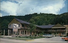 Gatlinburg Tennessee ~ Edgepark Motel ~ 1950s cars ~ unused postcard