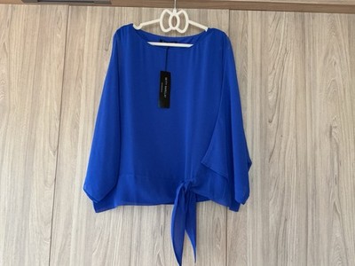 Betty Barclay Chiffonbluse Unifarben Adria Blue Gr. 44 Neu mit Etikett NP 80 