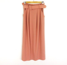 New Feeling Blush Pink High Waisted Belted Midi Skirt Size 12 Pleated