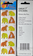 12 packages of Pearlized Bear Stickers, "Great 7" Sticker Designs, PMP1402