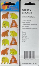 12 packages of Pearlized Bear Stickers, "Great 7" Sticker Designs, PMP1402