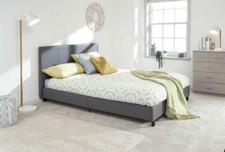 New King Grey Faux Leather Bed in a Box- Assembly Option, LOCAL DELIVERY ONLY