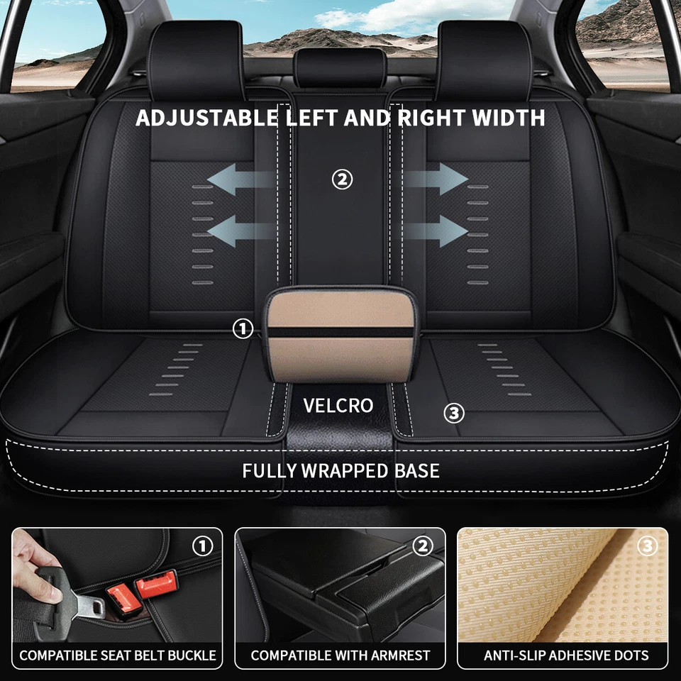 For Lexus LS 500 2018-2024 Car 5 Seat Cover Front&Rear Pad Fuax Leather Black Foto 4 de 4