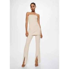 MNG / Mango Slit Hem Pants in Ecru Size S