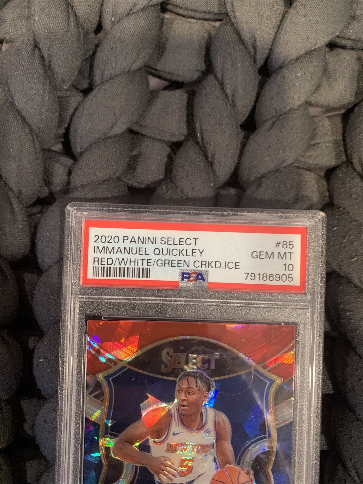 Immanuel Quickley Red/White/Green Cracked Ice 2020 Panini Select #85 PSA 10 view 4