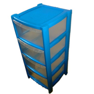 4 Drawer Blue Tower Unit Plastic Storage Drawers Storage