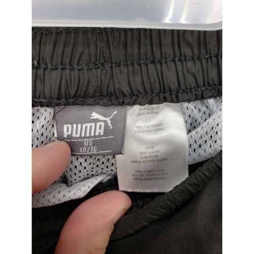 PUMA GIRL PACER MESH OVERLAY PLASMA ELASTIC WAIST SHORTS SIZE Large 14/16 - Picture 3 of 8