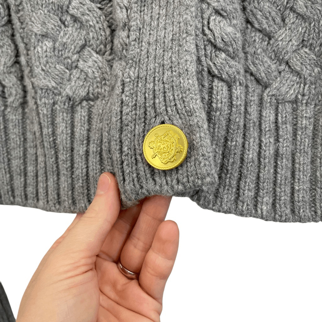 J. Crew Cable Knit Button Front Ruffle Collar Woo… - image 7