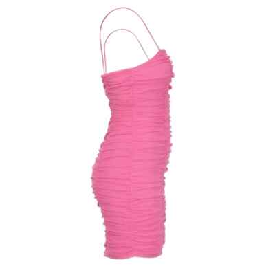 Women's Ruched Mini Bodycon Dress Carmine Rosa Pink Size Small | eBay