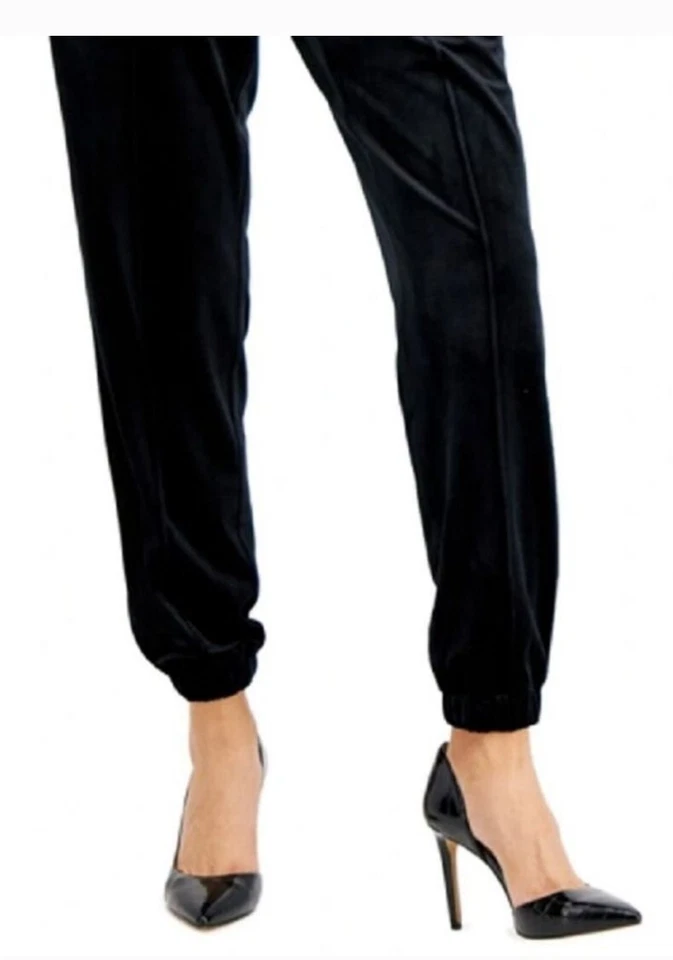 INC International Concepts Women's Velvet Jogger Pants, XS Deep Black, #B Foto 3 de 4