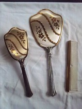 Vintage Dresser Set--Hand Mirror, Brush, Comb--Mirror is 14" Long