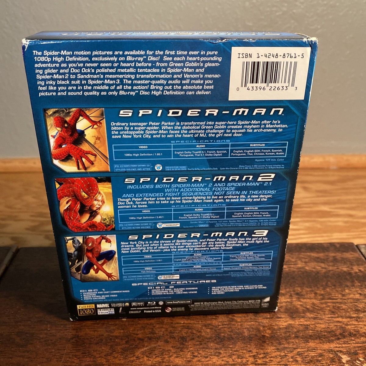 Spider-Man: The High Definition Trilogy Blu-Ray 4 Disc Box