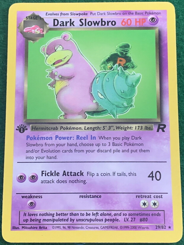 POKEMON Card TEAM ROCKET 1st Edition DARK SLOWBRO #29/82 Black Star Rare NM-MINT