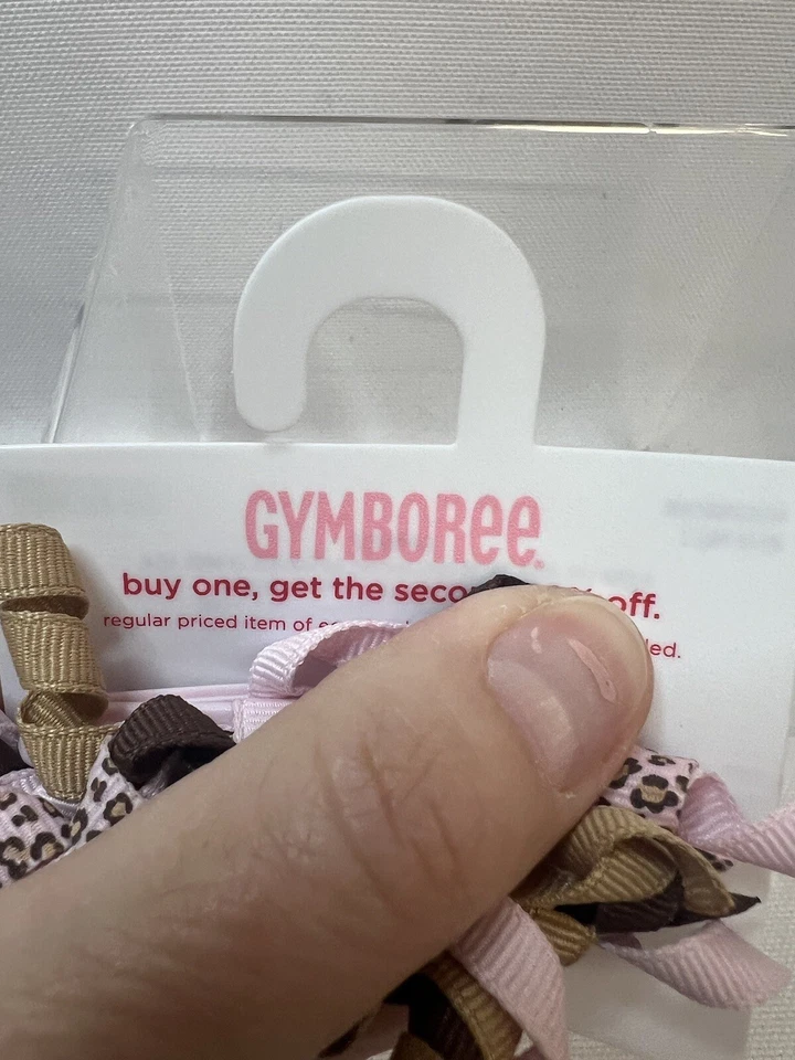 Corbata de pelo con estampado de leopardo rosa para niña Gymboree cinta rizada cola de caballo nueva con etiquetas vintage Foto 3 de 4