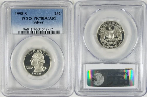 1998-S PCGS PR70DCAM Proof Washington 25C SILVER Quarter #1