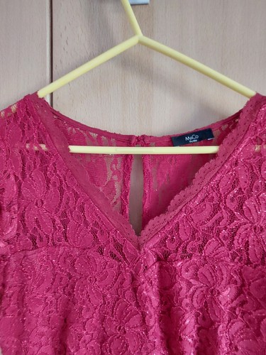 M&Co Dark Red Sparkly Dress Size 8 Petite, Lace Style, Lined, V-Neck, VGC - Picture 5 of 10