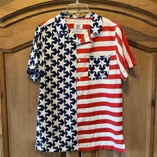 American Flag Button Down Shirt Patriotic USA America Trump MAGA Men's Small