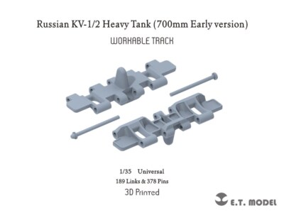 Etmodel Soviet Union KV-1/2 Heavy Tank Early 700mm3d Printing Movable Track