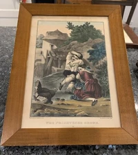 The Frightened Brood Litho by Currier & Ives Original