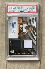 Zion Williamson 2019 Panini Black RPA /49 PSA Auto 10 Rookie Dual Patch Pop 2