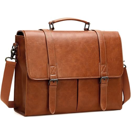 Messenger Bag for Men 15.6 Inch Vintage Leather Briefcase Waterproof Laptop - Picture 2 of 7