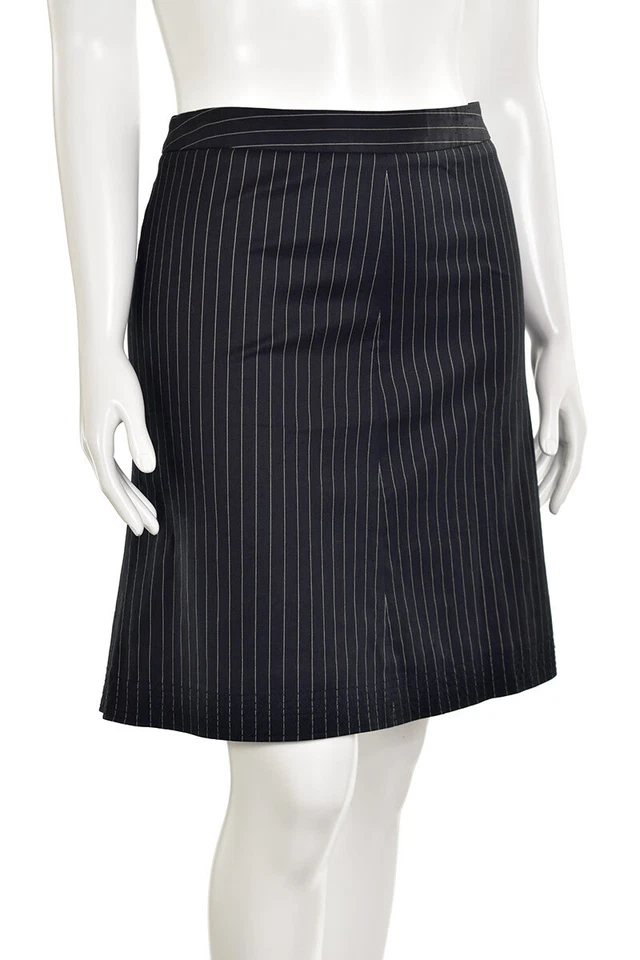 Saia de algodão Armani Collezioni preta listrada linha A tamanho 12 - Imagem 4 de 4